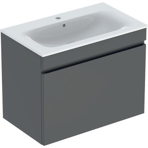 Pack lavabo slim 80 cm avc meuble Geberit Renova Plan 1T 1T à l'angl. Gris vel. - GEBERIT 501.916.JK.1 