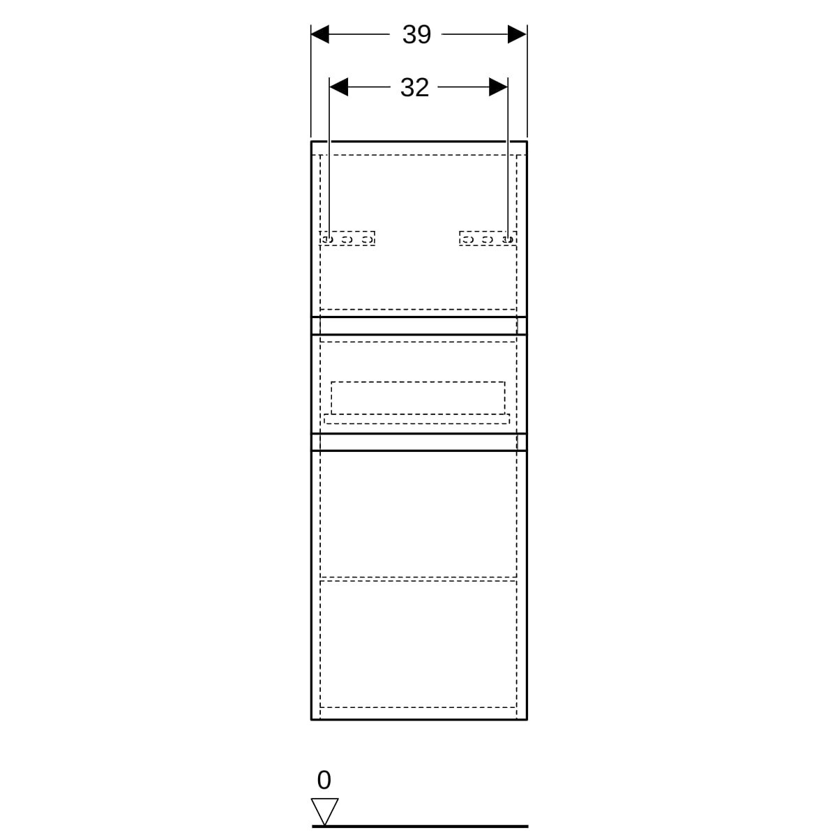 Colonne mi-haute H105 Geberit Renova Plan 2 portes 1 tiroir Noyer Carya clair - GEBERIT 501.922.00.1 