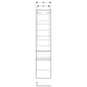 Colonne haute H180 Geberit Renova Plan 2 portes 1 tiroir Noyer Carya clair - GEBERIT 501.923.00.1 