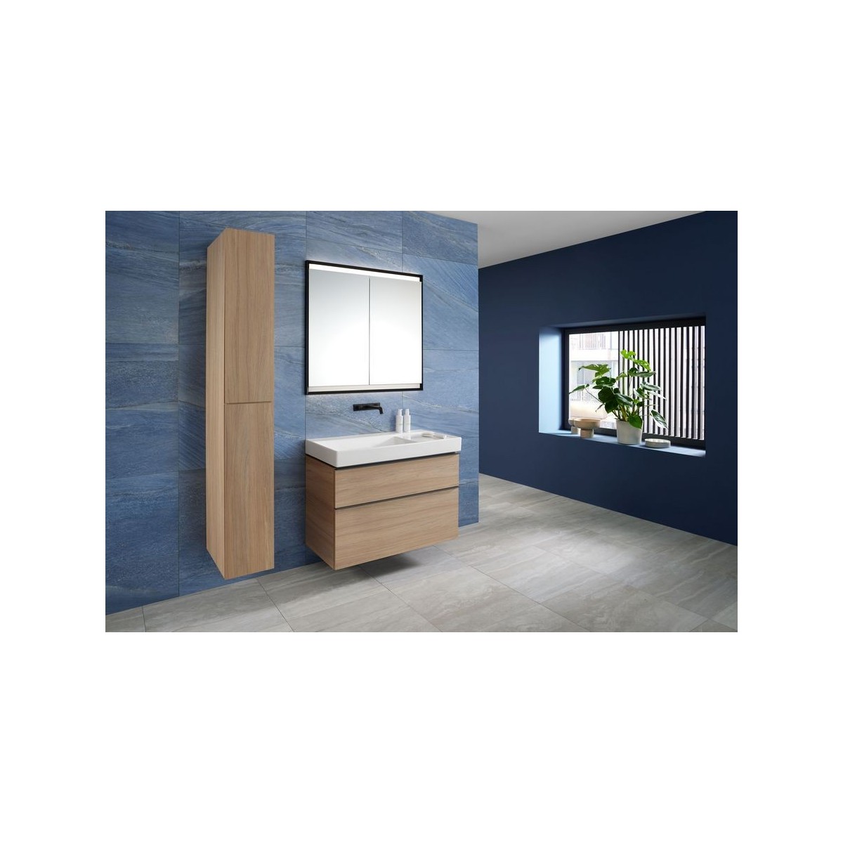 Armoire toilette Geberit ONE 2 portes montage encastré 90x90cm Noir mat - GEBERIT 505.803.00.7 