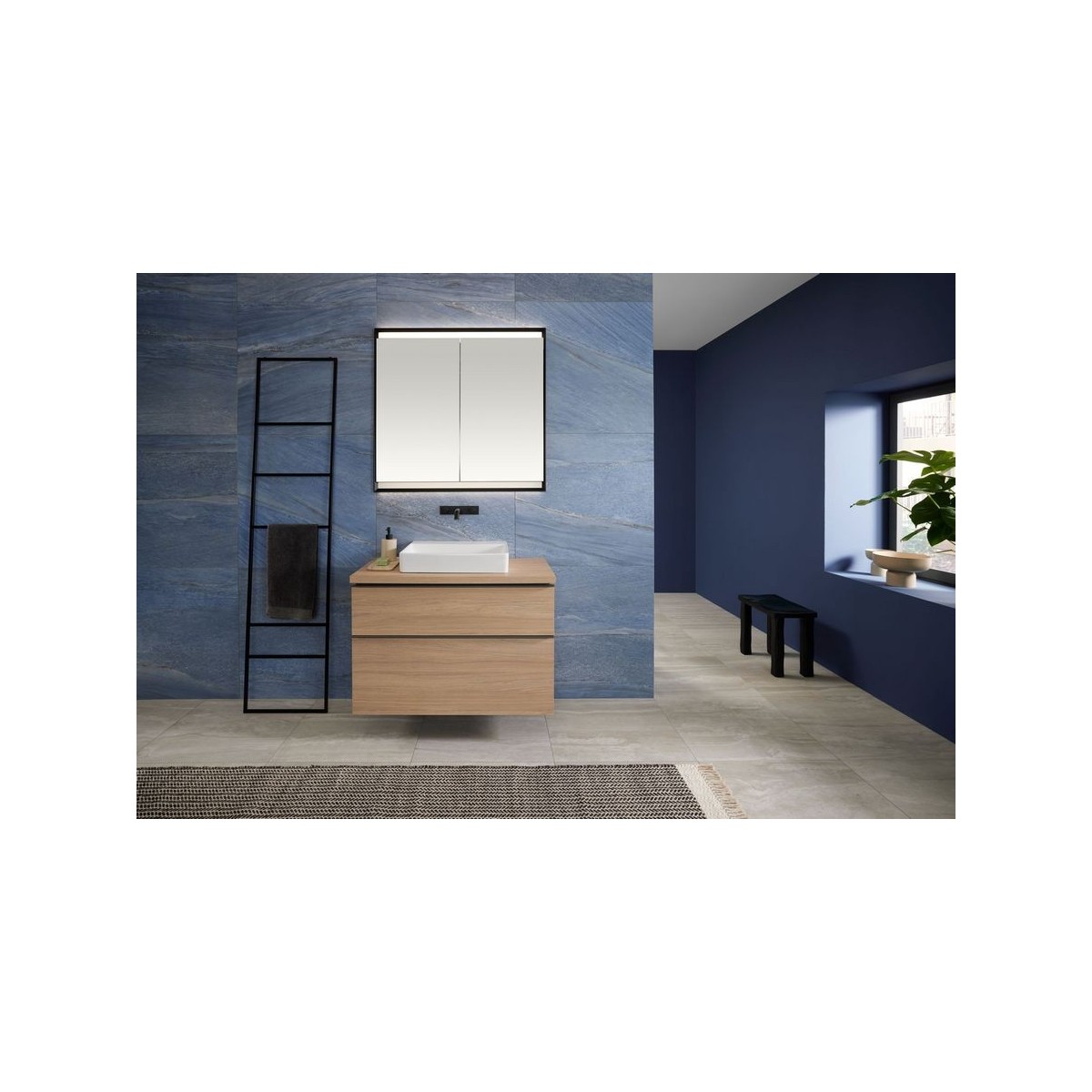 Armoire toilette Geberit ONE 2 portes montage encastré 90x90cm Noir mat - GEBERIT 505.803.00.7 