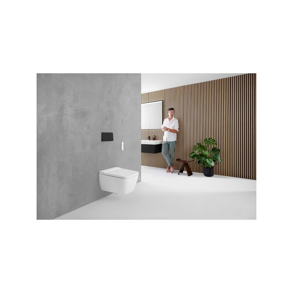 Armoire toilette Geberit ONE 2 portes montage encastré 90x90cm Noir mat - GEBERIT 505.803.00.7 
