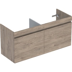 Meuble sous lavabo 2 cuves 130 cm Geberit Renova Plan 1T 1T à l'angl Noyer Carya - GEBERIT 501.912.JR.1 