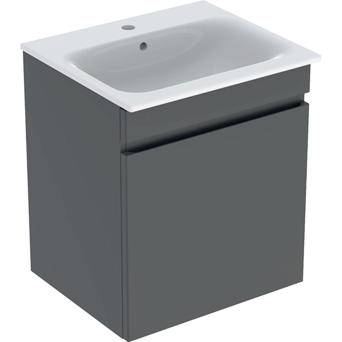 Pack lavabo slim 60 cm avc meuble Geberit Renova Plan 1T 1T à l'angl. Gris vel. - GEBERIT 501.915.JK.1 