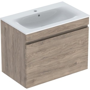 Pack lavabo slim 80 cm avc mbl Geberit Renova Plan 1T 1T à l'angl. Noyer carya - GEBERIT 501.916.JR.1 