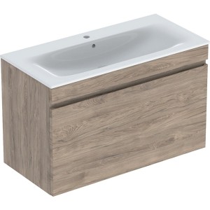 Pack lavabo slim 100 cm + mbl Geberit Renova Plan 1T 1T à l'angl. Noyer carya - GEBERIT 501.917.JR.1 
