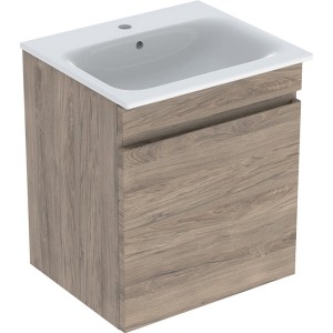 Pack lavabo slim 60 cm avc mbl Geberit Renova Plan 1T 1T à l'angl. Noyer carya - GEBERIT 501.915.JR.1 