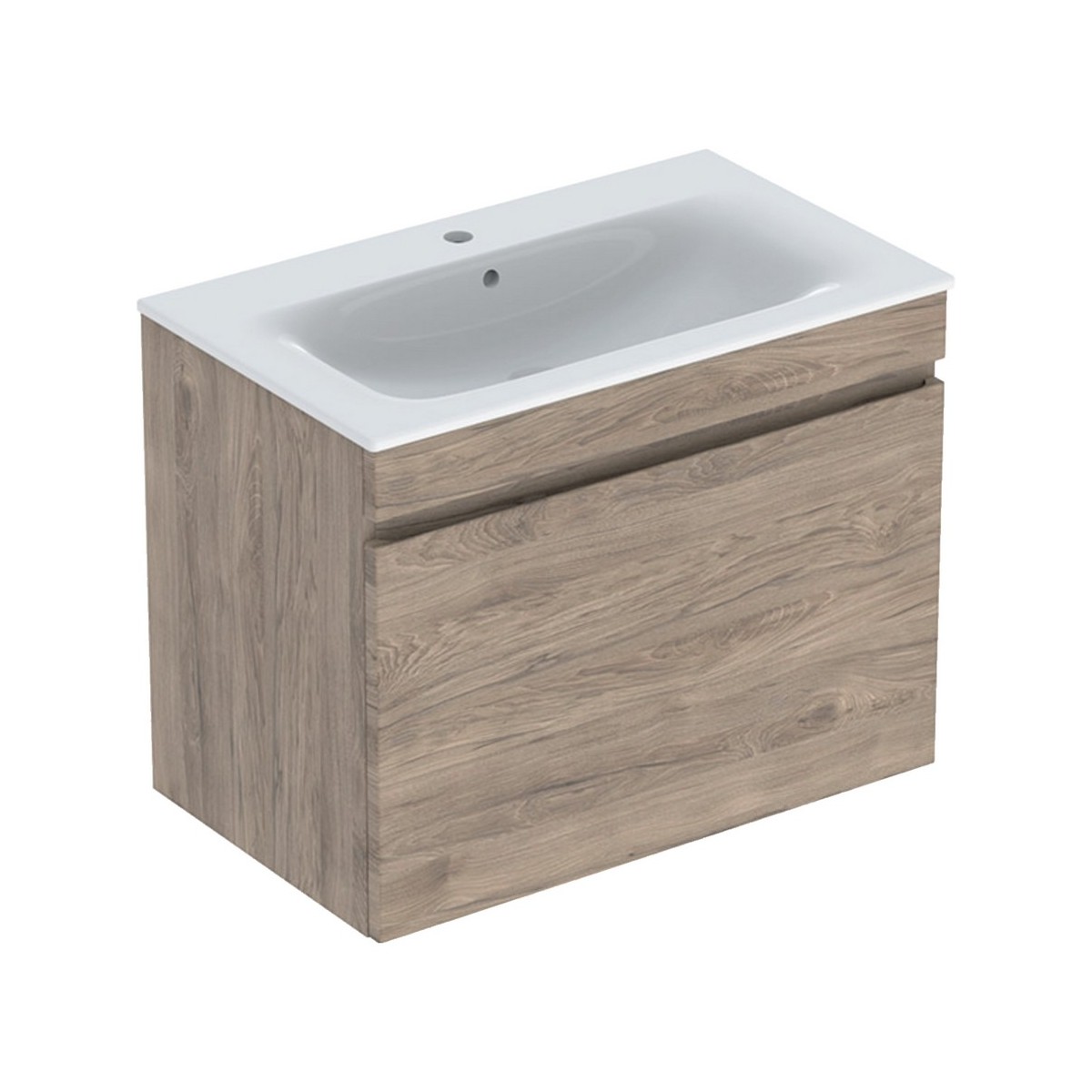 Pack lavabo slim 80 cm avc mbl Geberit Renova Plan 1T 1T à l'angl. Noyer carya - GEBERIT 501.916.JR.1 