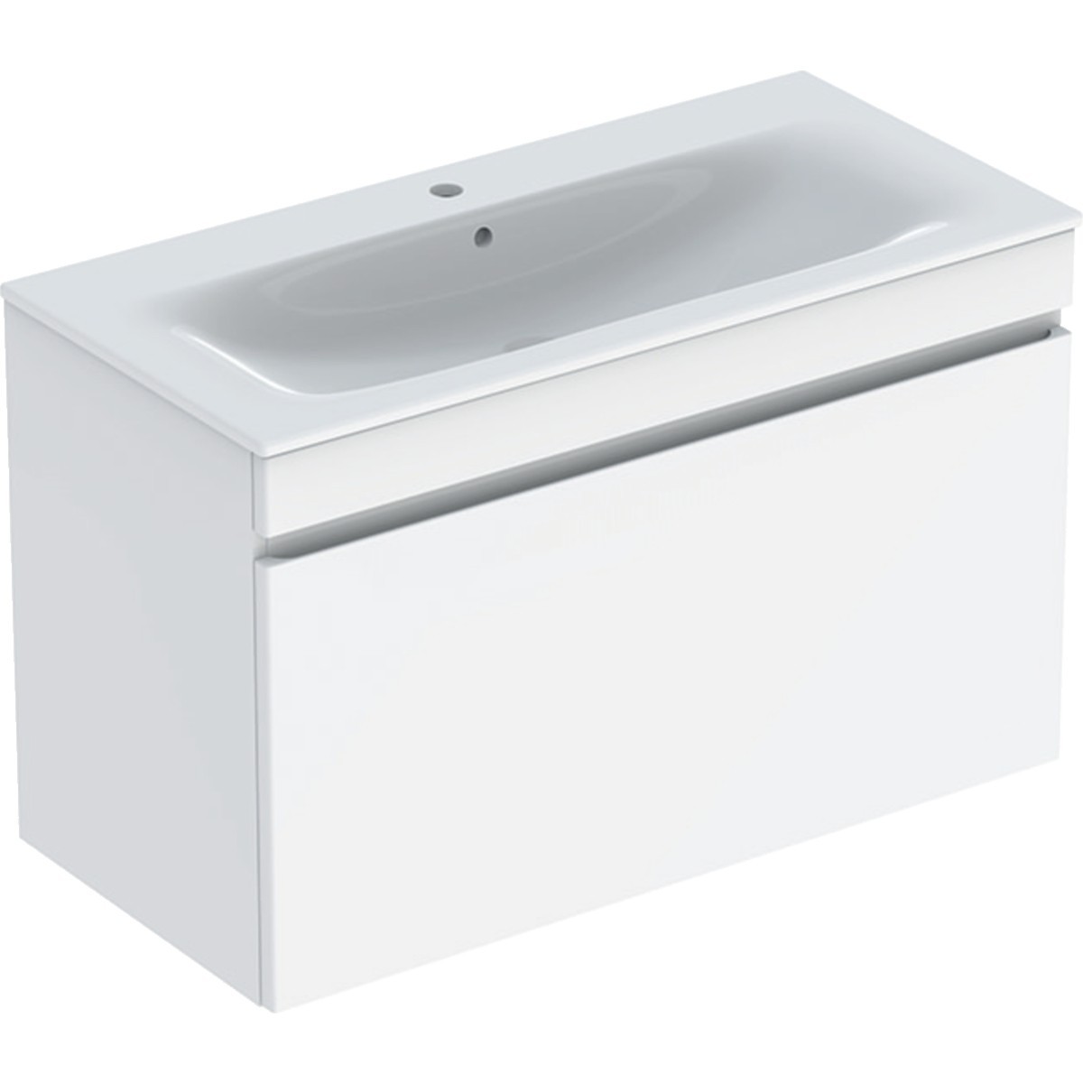 Pack lavabo slim 100 cm + meuble Geberit Renova Plan 1T 1T à l'angl. Blanc br. - GEBERIT 501.917.01.1 