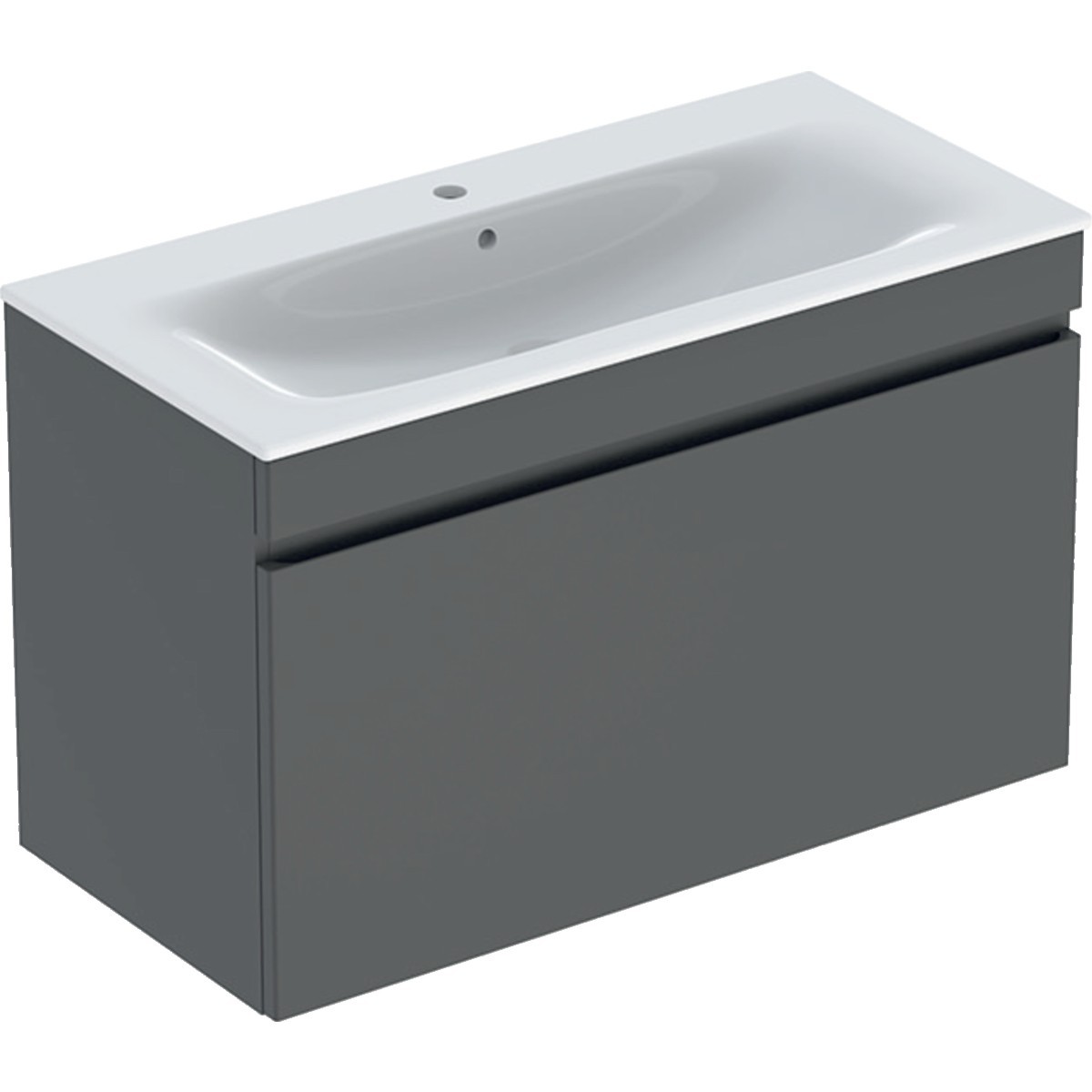 Pack lavabo slim 100 cm + meuble Geberit Renova Plan 1T 1T à l'angl. Gris vel. - GEBERIT 501.917.JK.1 