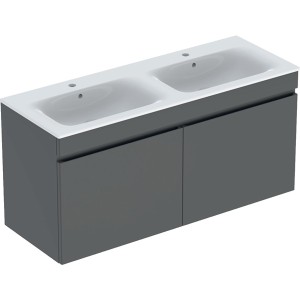 Pack lavabo slim 130 cm + meuble Geberit Renova Plan 1T 1T à l'angl. Gris vel. - GEBERIT 501.918.JK.1 