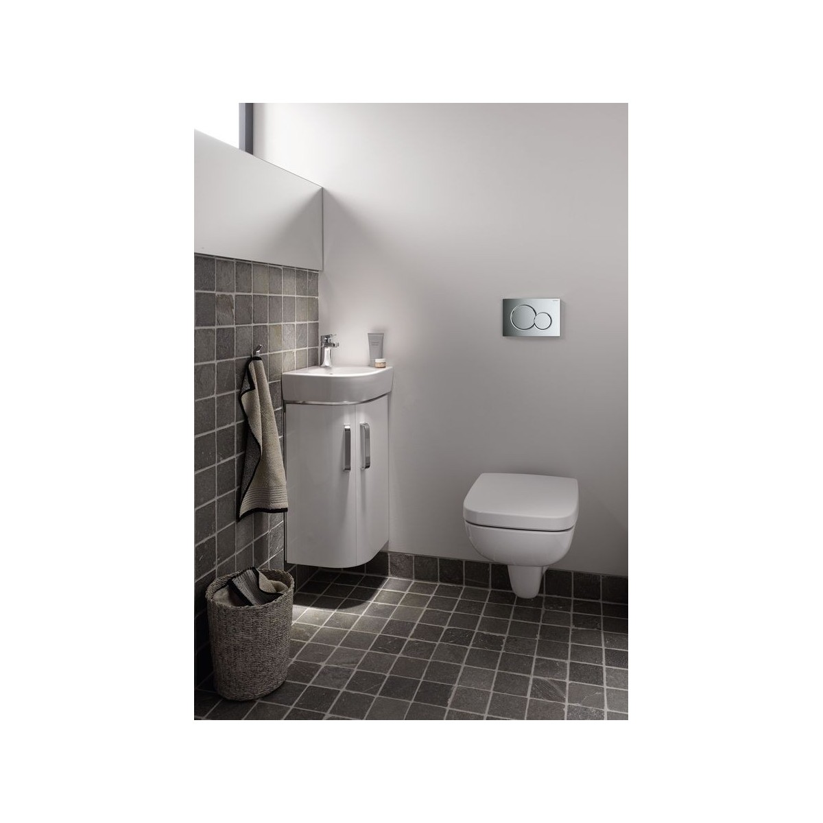 Lave-mains d'angle Geberit Renova Compact 45x39.5cm Trou rob. centre Blc - GEBERIT 276132000 