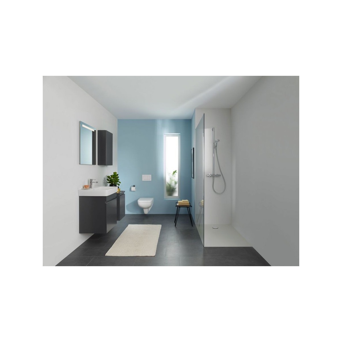 Armoire haute compacte Geberit Renova Plan 1 porte Gris velouté - GEBERIT 501.920.JK.1 