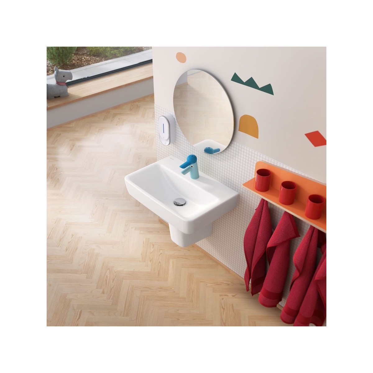 Lavabo Geberit Renova Compact 55 cm sans trop-plein avec trou de robinetterie - GEBERIT 502.998.00.1 