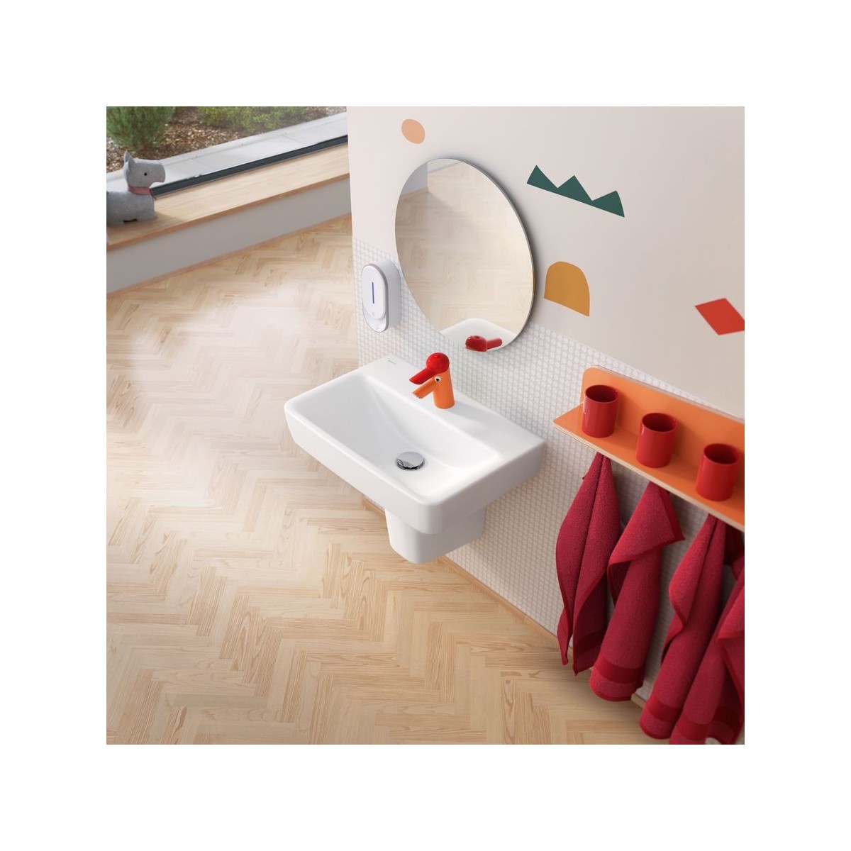 Lavabo Geberit Renova Compact 55 cm sans trop-plein avec trou de robinetterie - GEBERIT 502.998.00.1 