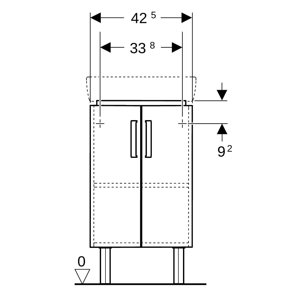 Meub. bas Geberit Renova comp. pour l-mains angle 2 portes 42.5x75.4-76.9x33 Blc - GEBERIT 009916CBLBB 