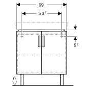 Meub. bas Geberit Renova Comp pour l-mains ang 2 portes 69x75.4-76.9x55 Blanc - GEBERIT 009917CBLBB 