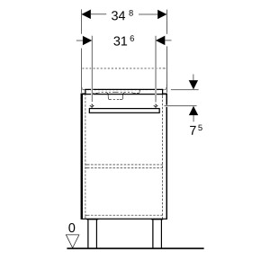 Meuble l.-mains Geberit Renova Compact porte+pieds 34.8x75.4-76.9x25.2cm blc - GEBERIT 009926CBLBB 