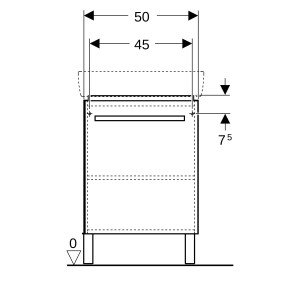 Meuble lavabo Geberit Renova Compact porte+pieds 50x75.4-76.9x25.2cm blc - GEBERIT 009930CBLBB 