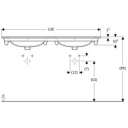 Lavabo double pour meuble Geberit Renova Plan 130x48cm Blc - GEBERIT 122230000 