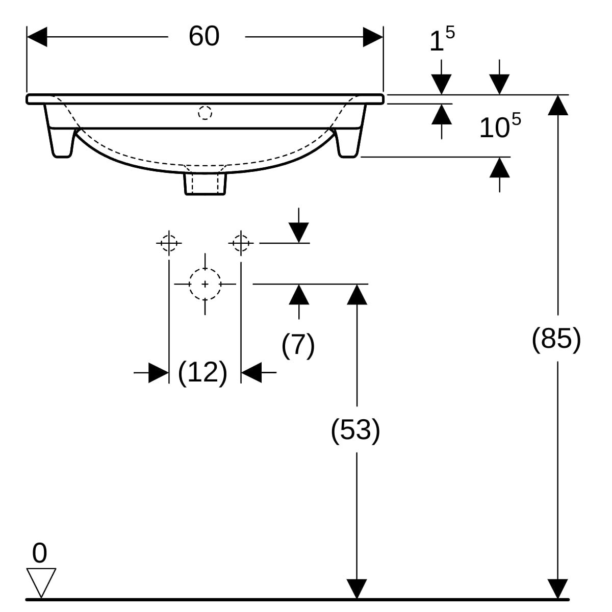 Lavabo pour meuble Geberit Renova Plan 60x48cm Blc - GEBERIT 122260000 