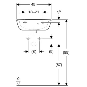 Lave-mains Geberit Renova 45x36cm Trou rob. au centre Blc - GEBERIT 500.375.01.1 