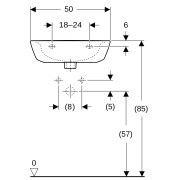 Lave-mains Geberit Renova 50x40cm Trou rob. centre ss trop-plein Blc - GEBERIT 500.498.01.1 