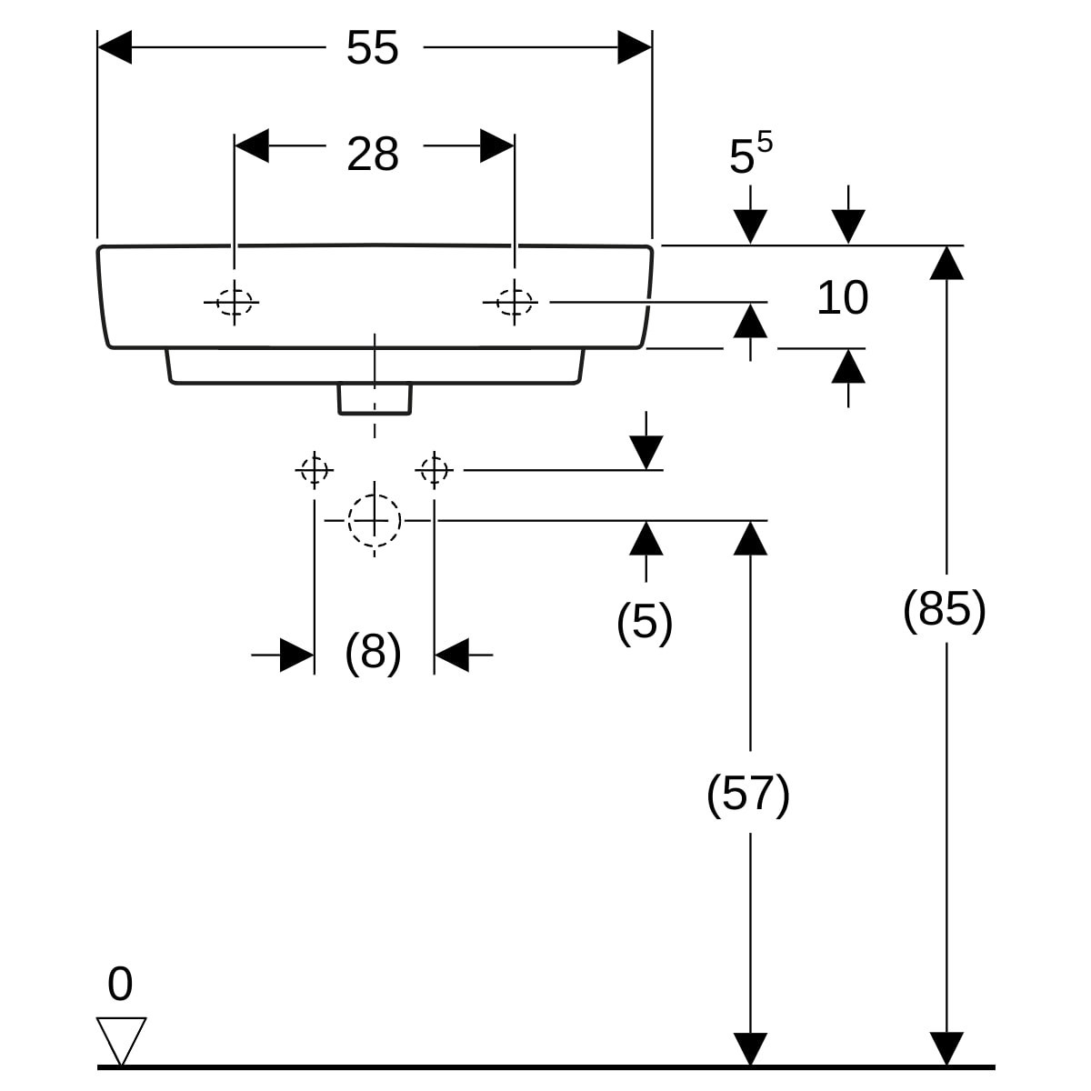 Lavabo Geberit Renova Compact 55x37cm STP STR Blc - GEBERIT 500.928.00.1 