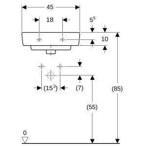 Lave-mains Geberit Renova Plan 45 cm sans trop plein et trou de robinetterie - GEBERIT 501.625.00.1 