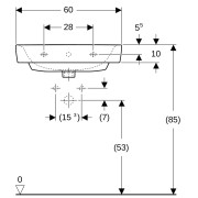 Lavabo Geberit Renova Plan 60 cm avec trop plein et trou de robinetterie - GEBERIT 501.636.00.1 