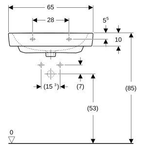 Lavabo Geberit Renova Plan 65 cm sans trop plein avec trou de robinetterie - GEBERIT 501.641.00.1 