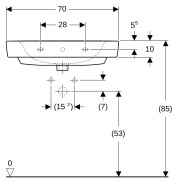 Lavabo Geberit Renova Plan 70 cm avec trop plein et trou de robinetterie - GEBERIT 501.644.00.1 