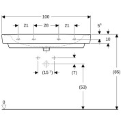 Lavabo Geberit Renova Plan 100 cm sans trop plein avec trou de robinetterie - GEBERIT 501.707.00.1 