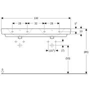 Lavabo double Geberit Renova Plan 130 cm 2 cuves avc trop plein et trou de robi - GEBERIT 501.710.00.1 