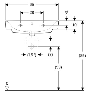 Lavabo Geberit Renova Compact 65 cm avec trop-plein avec trou de robinetterie - GEBERIT 501.714.00.1 