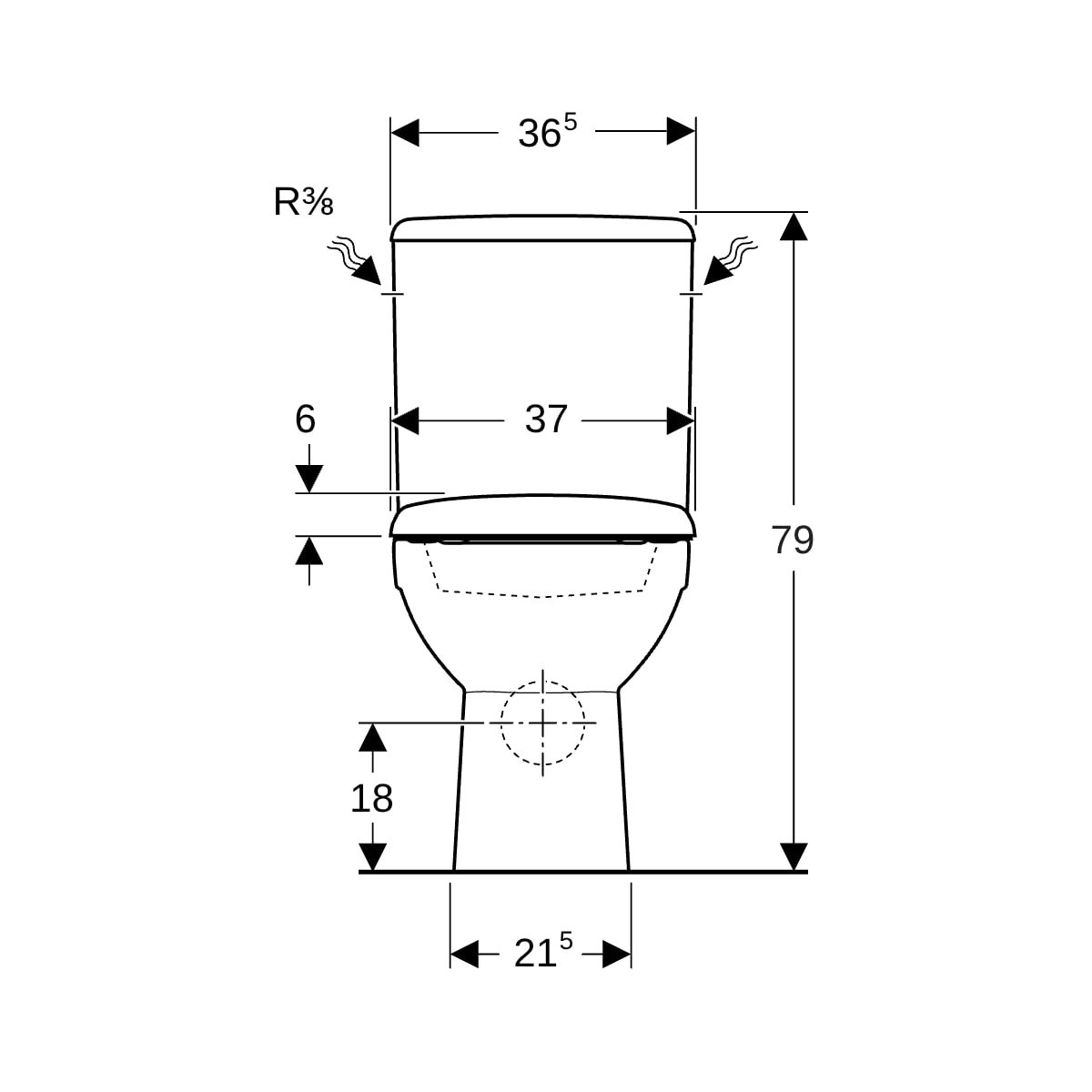 Pack WC au sol Renova SH Rimfree cuvette carénée abat fermeture ral et déclips - GEBERIT 501.856.00.1 