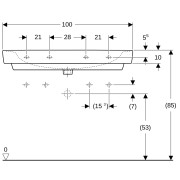 Lavabo Geberit Renova Plan 100 cm avec trop plein et 2 trous de robinetterie - GEBERIT 501.883.00.1 