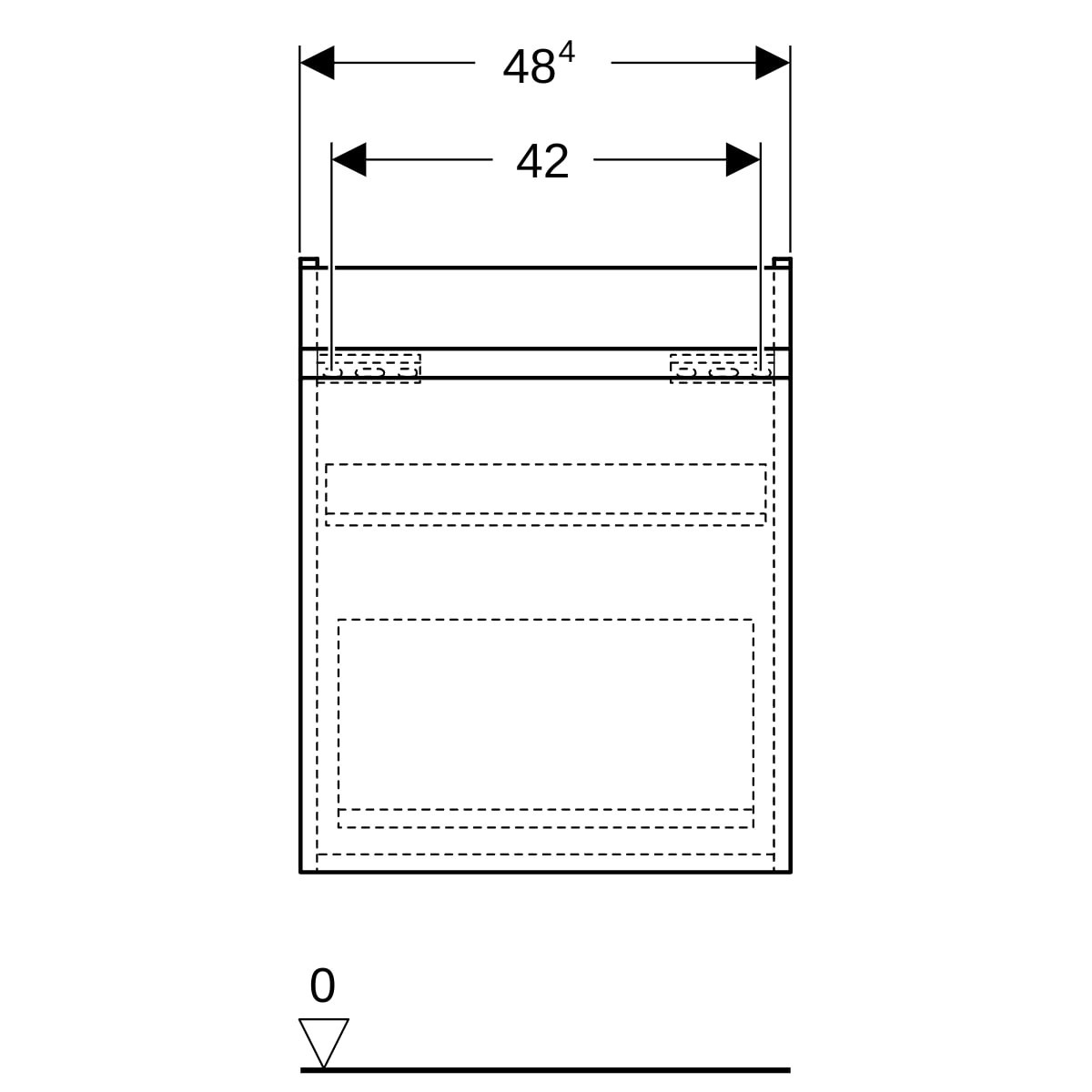 Meuble sous lavabo 55 cm Geberit Renova Plan 1T 1T à l'anglaise Noyer Carya - GEBERIT 501.904.JR.1 