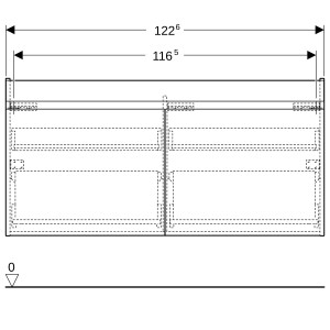 Meuble sous lavabo 2 cuves 130 cm Geberit Renova Plan 1T 1T à l'angl Gris vel - GEBERIT 501.912.JK.1 