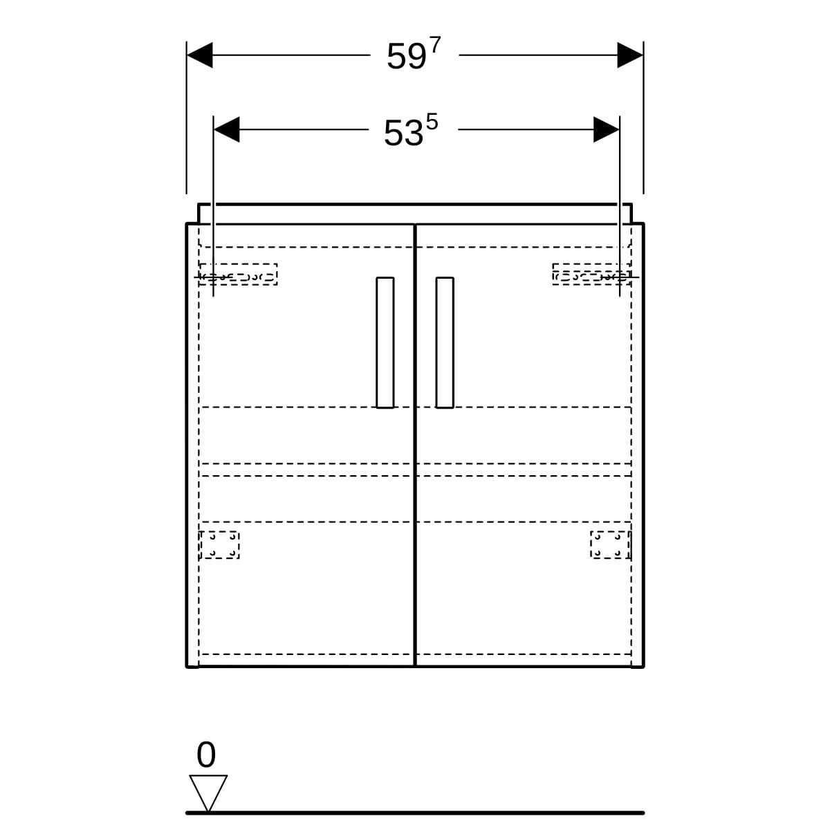 Meuble sous lavabo 65 cm Geberit Renova Compact 2 portes Blanc brillant - GEBERIT 501.926.01.1 