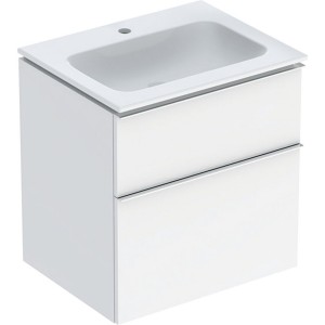 Pack lav slim 60 cm avc mbl Geberit iCon 2Tet siphon poignée Chrome Blanc br. - GEBERIT 502.335.01.2 