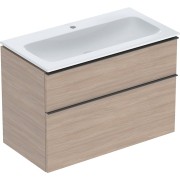 Pack lavabo slim 90 cm avec meuble Geberit iCon 2 tiroirs et siphon Chêne - GEBERIT 502.337.JH.1 