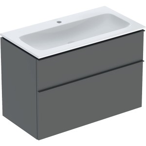 Pack lavabo slim 90 cm avec meuble Geberit iCon 2 tiroirs et siphon Gris velouté - GEBERIT 502.337.JK.1 