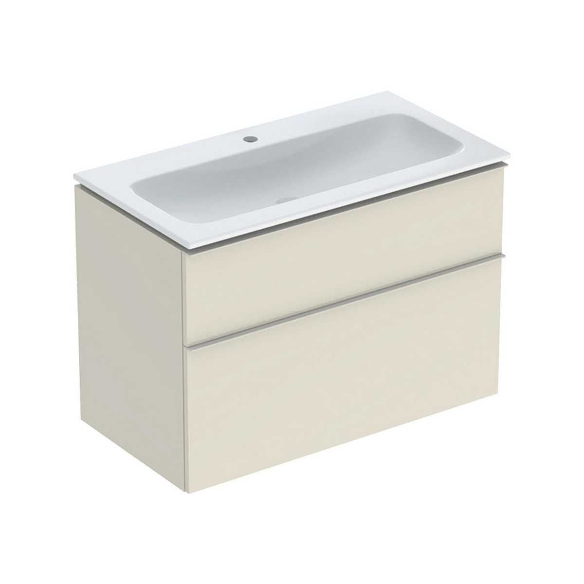 Pack lavabo slim 90 cm avec meuble Geberit iCon 2 tiroirs et siphon Sable gris - GEBERIT 502.337.JL.1 