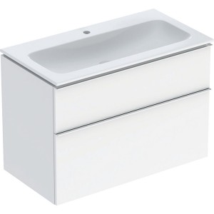 Pack lav slim 90 cm avc mbl Geberit iCon 2Tet siphon poignée Chrome Blanc br. - GEBERIT 502.337.01.2 