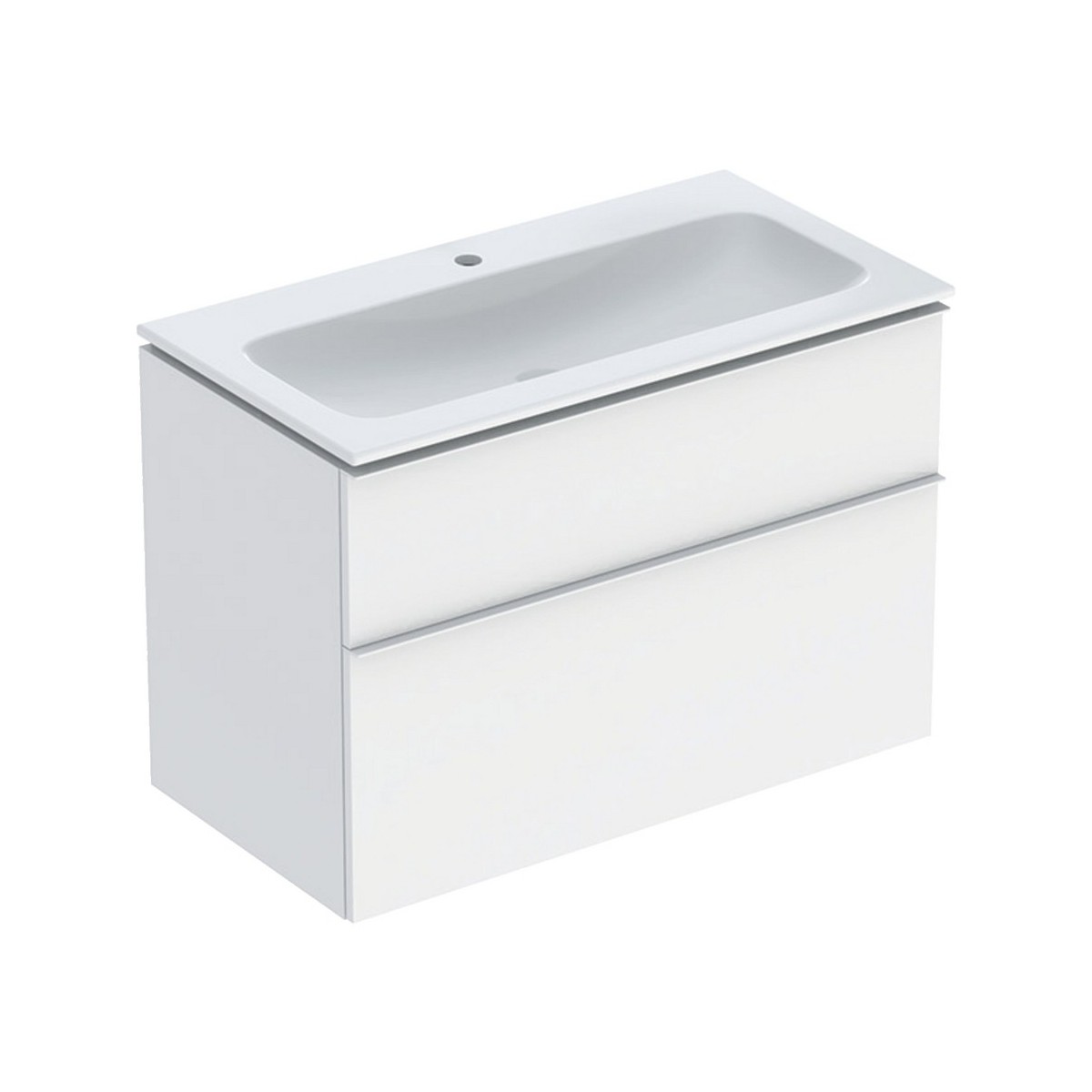 Pack lavabo slim 90 cm avec meuble Geberit iCon 2 tiroirs et siphon Blanc mat - GEBERIT 502.337.01.3 
