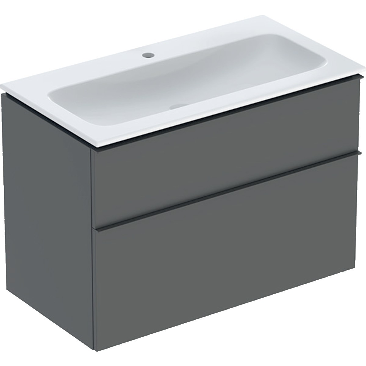 Pack lavabo slim 90 cm avec meuble Geberit iCon 2 tiroirs et siphon Gris velouté - GEBERIT 502.337.JK.1 