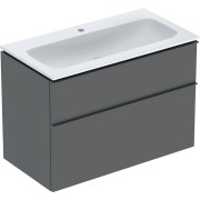 Pack lavabo slim 90 cm avec meuble Geberit iCon 2 tiroirs et siphon Gris velouté - GEBERIT 502.337.JK.1 