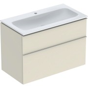 Pack lavabo slim 90 cm avec meuble Geberit iCon 2 tiroirs et siphon Sable gris - GEBERIT 502.337.JL.1 