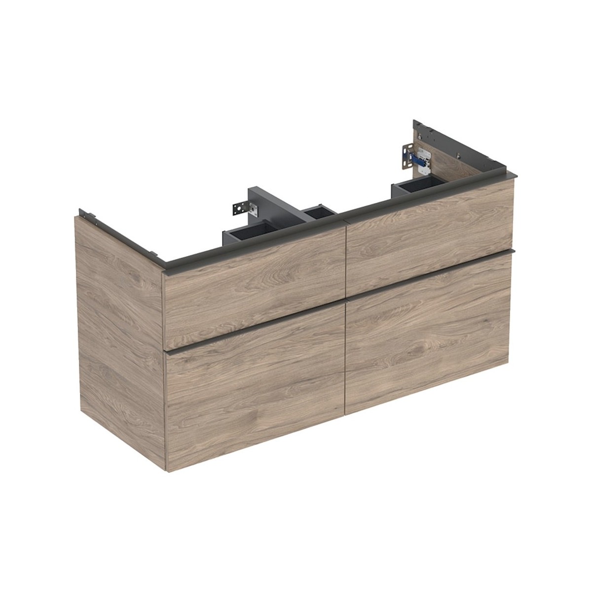 Meuble sous lavabo 120 cm 2 cuves Geberit iCon 4 tiroirs Noyer Carya - GEBERIT 502.309.JR.1 